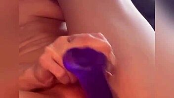 Closeup Babe Uses Purple Dildo for Fun