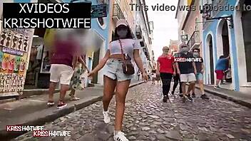 Brazilian wife Kriss flaunts her bubble butt in public