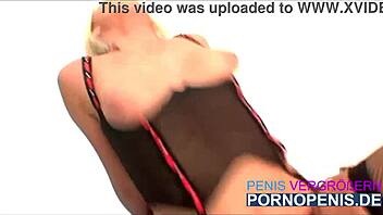 Sexy blonde bent over for doggystyle fucking in pussy and ass