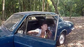 Sensual Milf Gets Creampied in Her Car During Voyeur Session