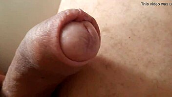 Solo mature gay man masturbating his huge dick in private