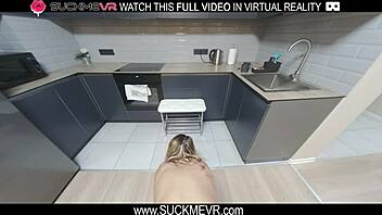 blonde naughty elena muze gets fucked in the kitchen in vr 😏