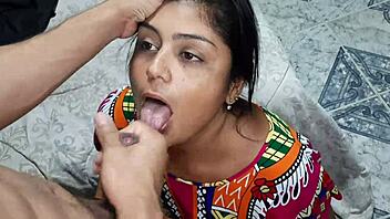 I convinced my stepmother's prostitute to suck my cock while my stepsister is in the shower