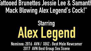 tattooed brunettes jessie lee in cowgirl threesome