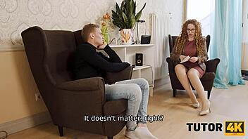 Mature tutor teaches student how to be a submissive slut and fucks her in stockings