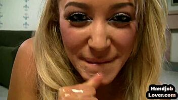 Flexible beauty oils up and wanks off cock in POV