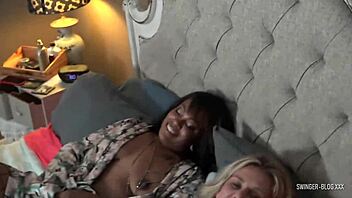 hot amateur lesbians masturbate and lick each other's big tits and pussy