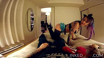 Is tattooed hottie vandal vixen a squirting machine? Shaved pussy masturbation and blowjob pov.