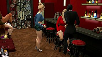 Lesbian bar girls have hot sex on a bed