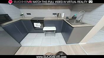 blonde naughty elena muze gets fucked in the kitchen in vr 😏