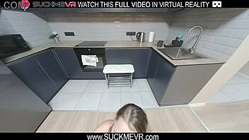 blonde naughty elena muze gets fucked in the kitchen in vr 😏