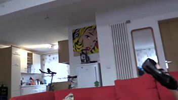 that tattooed german teen 18+ is fucking her new friend at the party, licking and blowing him in front of the camera