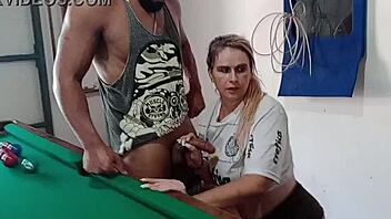 Arrived at the Bar and Tried to Teach the Old Lady to Handle the Cue, but She Already Had Skill