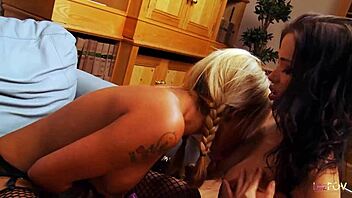 Four Naughty Brunettes Masturbate and Eat Wet Pussies at Costume Party!