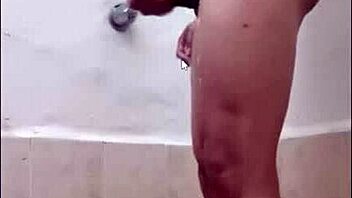 Taking a shower while masturbating in the bathroom