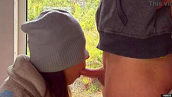 Kinky milf gets cum in panties pulled up after pov blowjob.