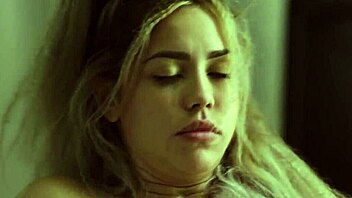 Two nervous blondes and brunettes kiss and fuck over horror