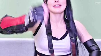 Femdom Tifa Lockhart humiliates and dominates submissive male for orgasm