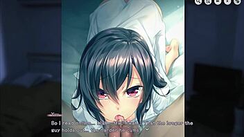 runaway girl masturbates and gets blowjob in anime hentai game