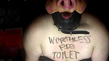 Fuckpig Justafilthycunt gags and humiliates itself with dildos on cam