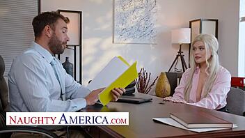 London Lauren, the naughty blonde british girl, gets fucked hard at the office in lingerie