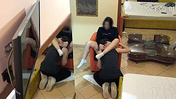 Caught on cam: university boy licking hot brunette's wet pussy – is she a whore?