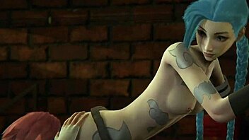Squirting and cunilingus in 3D porn video featuring Jinx and Vi