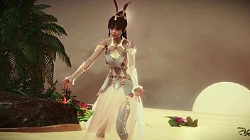 Kninebox 3d witch dances in cowgirl position