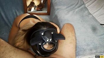 Cum-hungry Latina takes a deepthroat pounding and swallows every drop