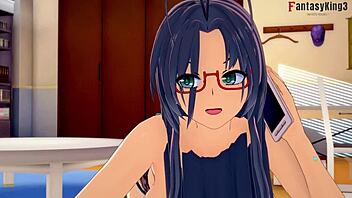 Shinmai maou ntr: Chisato Hasegawa and Mio Naruse's love triangle in animated hentai video