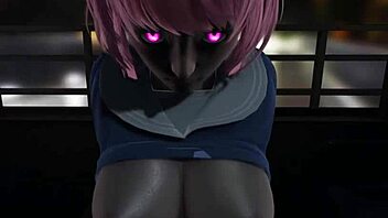 Yuno Gasai from Mirai Nikki rides in cowgirl position while bound and restrained.