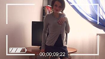 Brunette beauty strips down and teases in homemade video