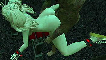 in the outdoor game, cute girl gets bound in bondage