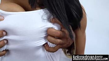 Busty blonde teen gets doggy style from her dad