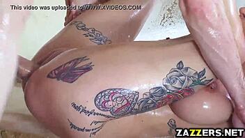 Is anna bell peaks' pussy getting drilled hard in the shower?