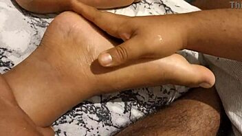Four amateur foot fetishists enjoy a doggy style anal massage