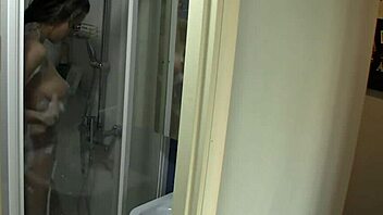 my girlfriend enjoys a relaxing bath in the bathroom