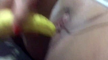 Latina teen plays with banana and dildo as dessert toy