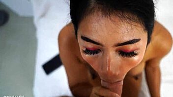 Thai Girl Sucks and Gets Cum on Tits