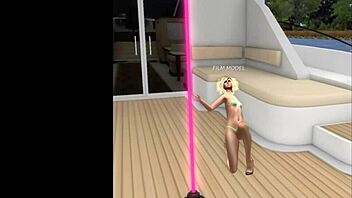 Private stripper shows off her assets on a yacht