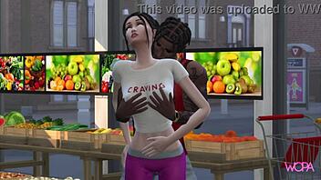 Cartoon bride and groom indulge in steamy sex in supermarket