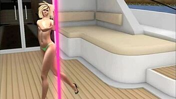 Private stripper shows off her assets on a yacht