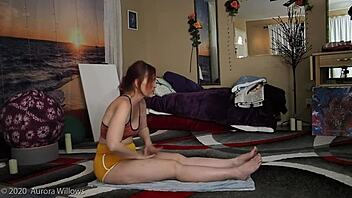Curious About Shaved Redhead Yoga? Her Hairless Body Awaits Your Touch!
