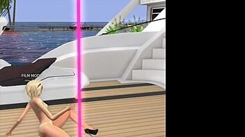 Private stripper shows off her assets on a yacht
