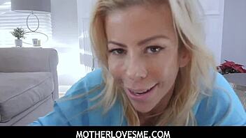 hot busty stepmom chatting with family online