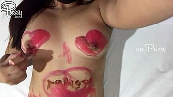 Girl paints naked Asian body! 🎨