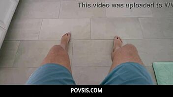 povsis-stepsister lana small 18+ won't leave her stepbrother jay rock alone and goes for his dick.