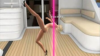 Private stripper shows off her assets on a yacht