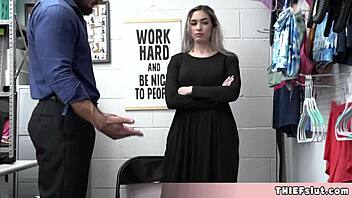 Petite blonde caught shoplifting gets searched and quickly fucked