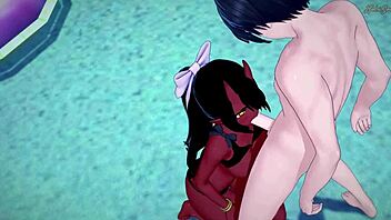Meru, a seductive succubus, enjoys beach sex in this Hentai video